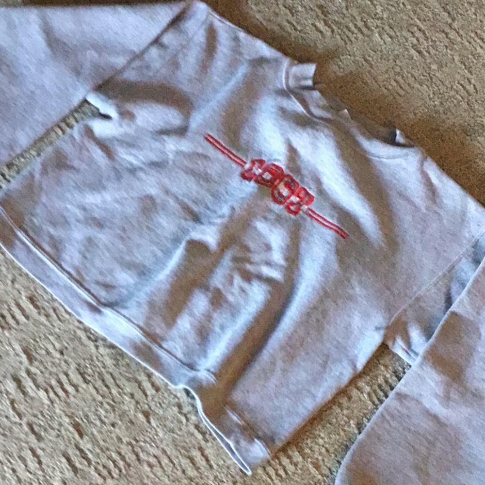 ASC Cropped sweatshirt Size lg-gray w/red